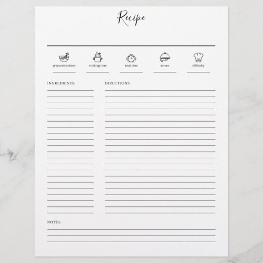 Minimalistische moderne Rezept-Cookbook-Seite (Vorderseite)