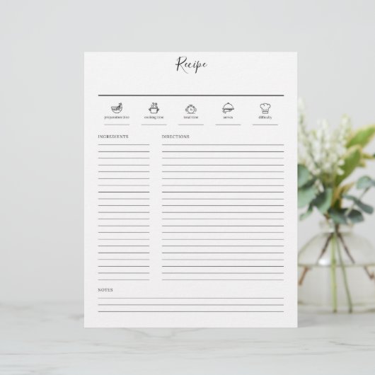 Minimalistische moderne Rezept-Cookbook-Seite (Stehend Vorderseite)