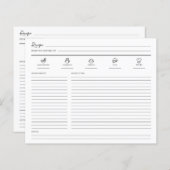 Minimalistische moderne Rezept-Sheet-Cookbook-Seit (Vorne/Hinten)
