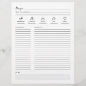Minimalistische moderne Rezept-Sheet-Cookbook-Seit (Vorderseite)