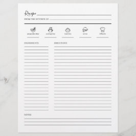 Minimalistische moderne Rezept-Sheet-Cookbook-Seit