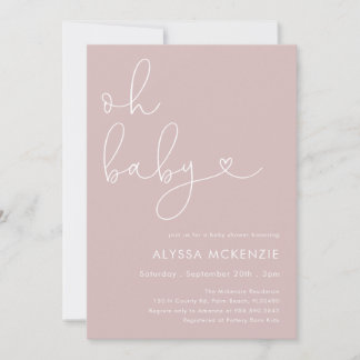 Minimalistische moderne rosa Babyparty-Einladung Einladung