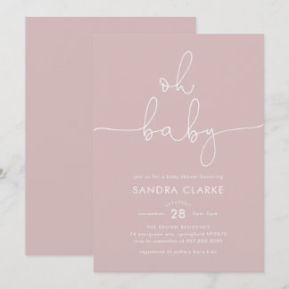 Minimalistische moderne rosa Babyparty-Einladung Einladung