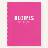 Minimalistische, moderne rosa Monogramm Rezept Notizblock (Vorderseite)