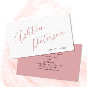 Minimalistische moderne rosa Script Name Business Visitenkarte