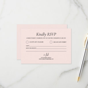 Minimalistische moderne rosafarbene Hochzeit RSVP Karte