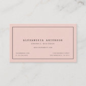 Minimalistische, moderne, rosafarbene Visitenkarte (Vorderseite)