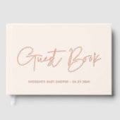 Minimalistische moderne Rose Gold Foil Babydusche Gästebuch (Vorderseite)