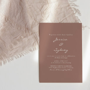 Minimalistische moderne Rose Mauve Script Wedding Einladung