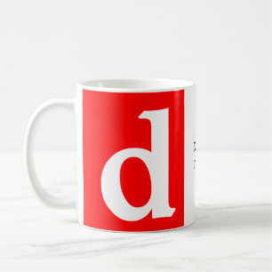 Minimalistische, moderne, rote Monogramm Kaffeetasse