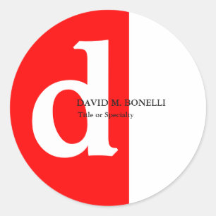 Minimalistische moderne rote Monogramm Runder Aufkleber