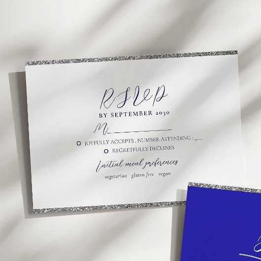 Minimalistische moderne Royal Blue Wedding RSVP Ca Karte