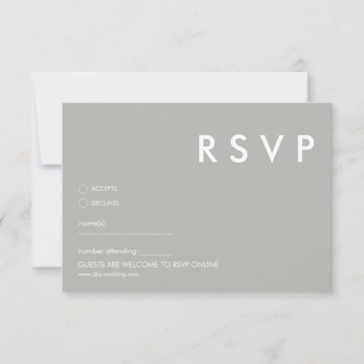 Minimalistische moderne RSVP-Karte | Gray Wedding Einladung (Vorderseite)