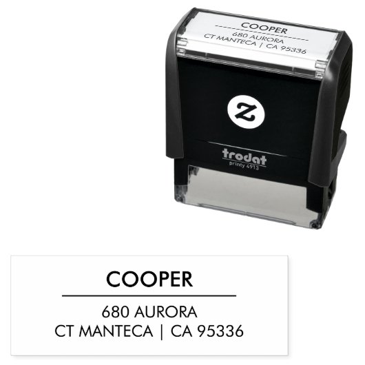 Minimalistische, moderne Rücksendeadresse, selbstb Permastempel (Beispiel)