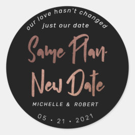 Minimalistische moderne Schrift ändert das Datum Runder Aufkleber