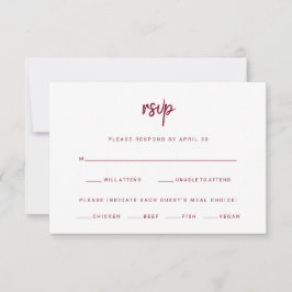 Minimalistische moderne Schrift | Burgundy - Wahl RSVP Karte