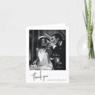 Minimalistische moderne Schrift-Font-Hochzeitsfoto Dankeskarte