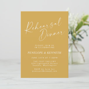 Minimalistische moderne Schrift Gelbe Probe Dinner Einladung