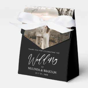 Minimalistische moderne Schrift Hochzeit Schwarz F Geschenkschachtel