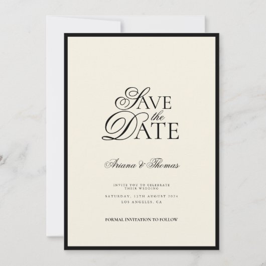 Minimalistische moderne Schrift Save the Date Hoch Einladung (Vorderseite)