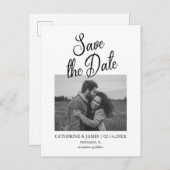 Minimalistische moderne Schrift Save the Date Post Ankündigungspostkarte (Vorne/Hinten)