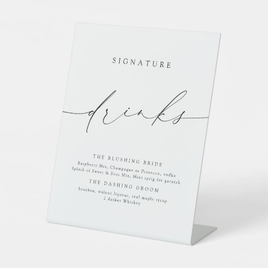 Minimalistische moderne Schrift-Signatur-Getränke  Sockelschild (Vorderseite)