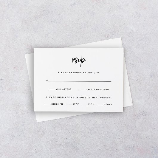 Minimalistische moderne Schrift | Wahl zum Hochzei RSVP Karte