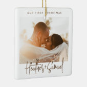 Minimalistische moderne Schrift | Weihnachtsschnee Keramikornament (Rechts)