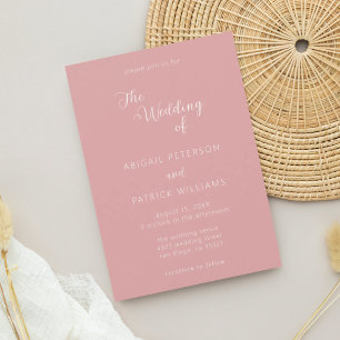 Minimalistische moderne Schriftart Dusty Rose Hoch Einladung