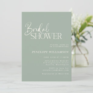 Minimalistische moderne Schriftart Sage Green Brau Einladung