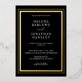 Minimalistische moderne Schwarz-Gold-Hochzeit Folieneinladung (Vorderseite)
