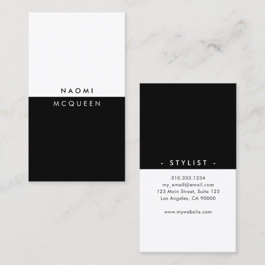 Minimalistische Moderne Schwarz und Weiß Einfach Visitenkarte (Vorne/Hinten)