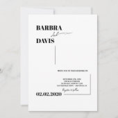 Minimalistische, moderne Schwarz-Weiß-Hochzeit Einladung (Vorderseite)