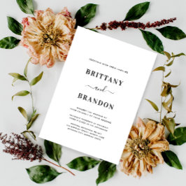 Minimalistische moderne Schwarz-Weiß-Hochzeit Einladung