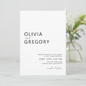 Minimalistische moderne Schwarz-Weiß-Hochzeit Einladung (Stehend Vorderseite)