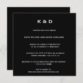 Minimalistische moderne Schwarz-Weiß-Hochzeit Einladung (Vorne/Hinten)