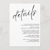 Minimalistische, moderne Schwarz-Weiß-Hochzeitsdet Begleitkarte (Vorderseite)