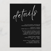 Minimalistische, moderne Schwarz-Weiß-Hochzeitsdet Begleitkarte (Vorderseite)