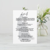 Minimalistische, moderne Schwarz-Weiß-Hochzeitsdet Begleitkarte (Stehend Vorderseite)
