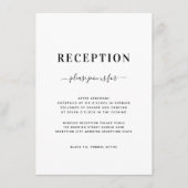 Minimalistische moderne Schwarz-Weiß-Hochzeitsempf Begleitkarte (Vorderseite)