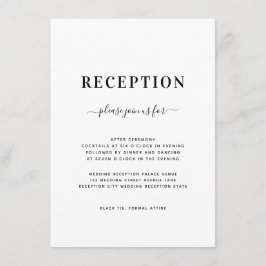 Minimalistische moderne Schwarz-Weiß-Hochzeitsempf Begleitkarte