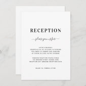 Minimalistische moderne Schwarz-Weiß-Hochzeitsempf Begleitkarte (Vorne/Hinten)