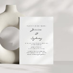 Minimalistische moderne Schwarz-Weiß-Skriptereihe Einladung<br><div class="desc">Minimalistische Einladung zur Hochzeit in Schwarz und Weiß</div>