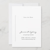 Minimalistische moderne Schwarz-Weiß-Skriptereihe Save The Date (Vorderseite)