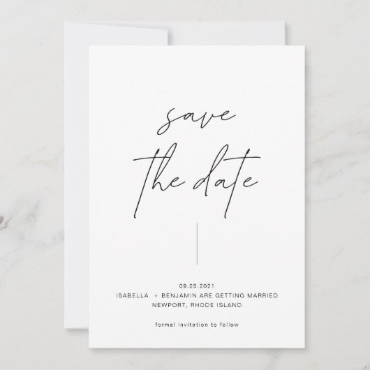 Minimalistische, moderne Schwarz-Weiß-Technik mit  Save The Date (Vorderseite)
