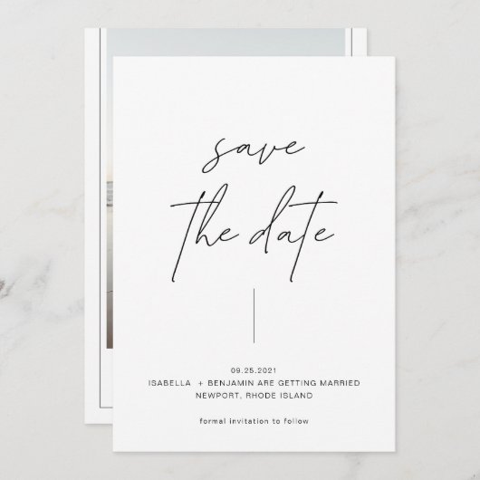 Minimalistische, moderne Schwarz-Weiß-Technik mit  Save The Date (Vorne/Hinten)
