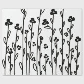 Minimalistische moderne Schwarz-weiße Doodblüte Geschenkpapier (Flach)