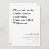 Minimalistische moderne Schwarz-weiße Einfache Bab Einladung (Vorne/Hinten)