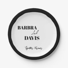 Minimalistische, moderne, schwarz-weiße, fette Nam Pappteller