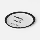 Minimalistische, moderne, schwarz-weiße, fette Nam Pappteller (Schrägansicht)